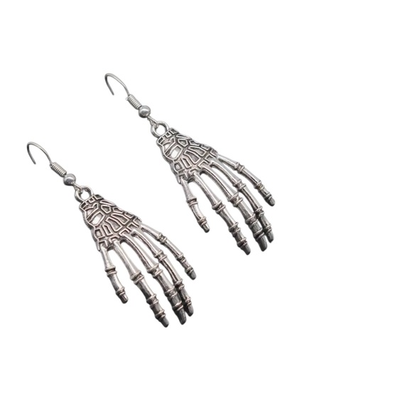 Skeleton Hands Gothic Dangle Earrings - Picture 5 of 5